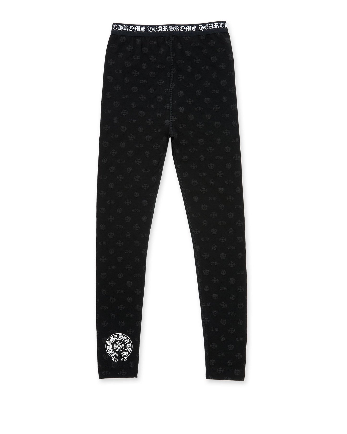 Chrome Hearts Black Cotton Leggings With Gray Multilogo Print