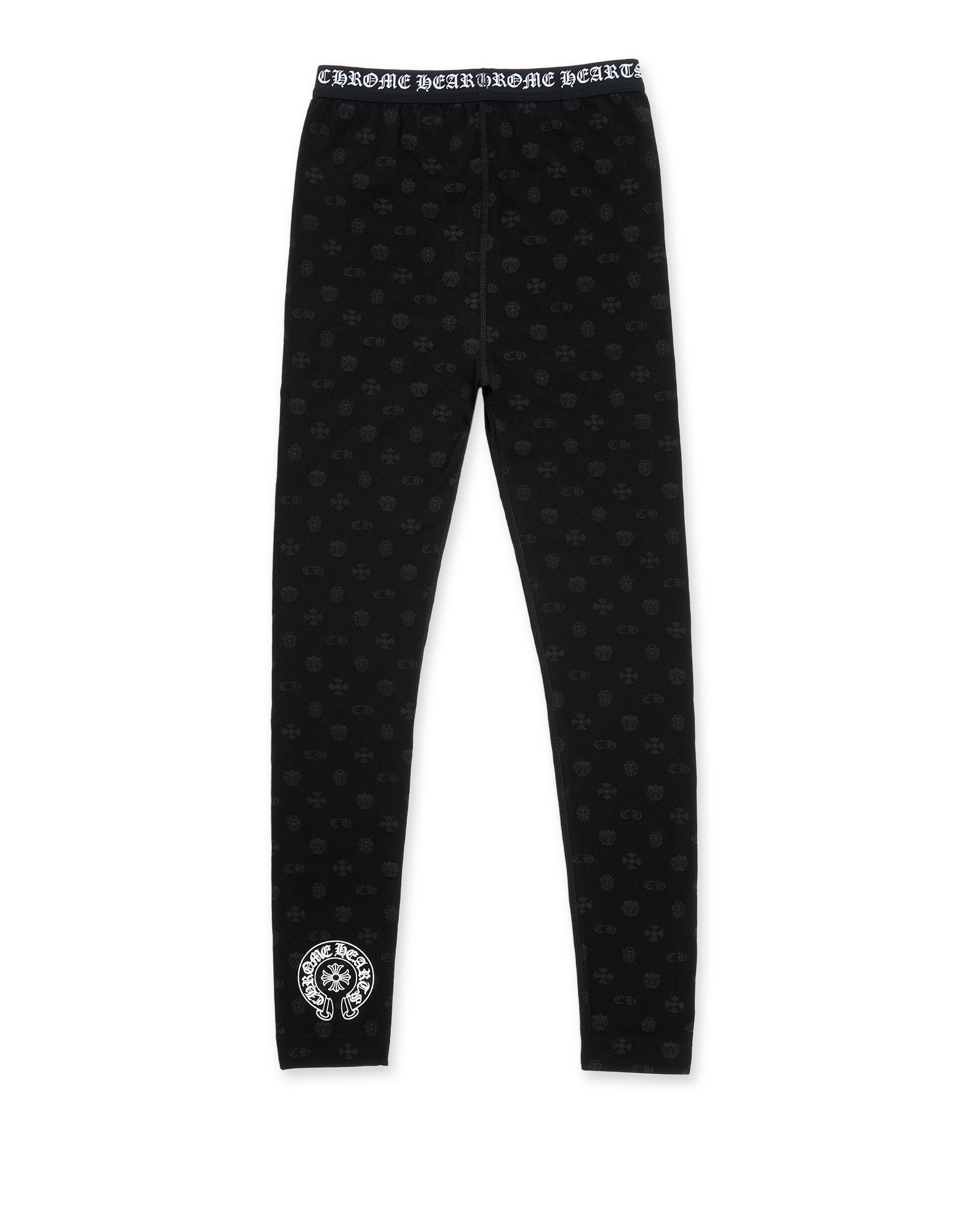 Chrome Hearts Black Cotton Leggings With Gray Multilogo Print