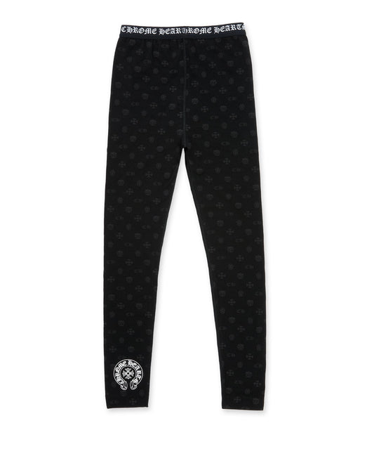 Chrome Hearts Black Cotton Leggings With Gray Multilogo Print