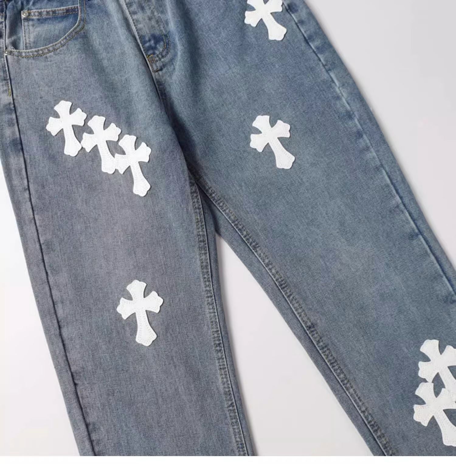 Chrome Hearts Crucifix Cross Patch Jeans
