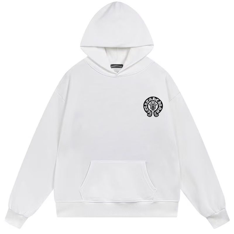 Chrome Hearts Gothic Horseshoe Logo White Hoodie