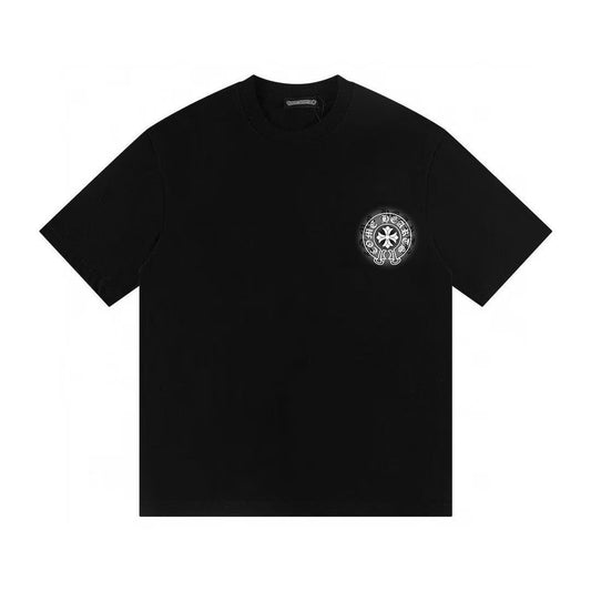Chrome Hearts Horseshoe Floral Cross Graphic Black T-Shirt