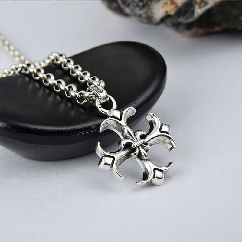 Chrome Hearts Fleur Cross Pendant Necklace