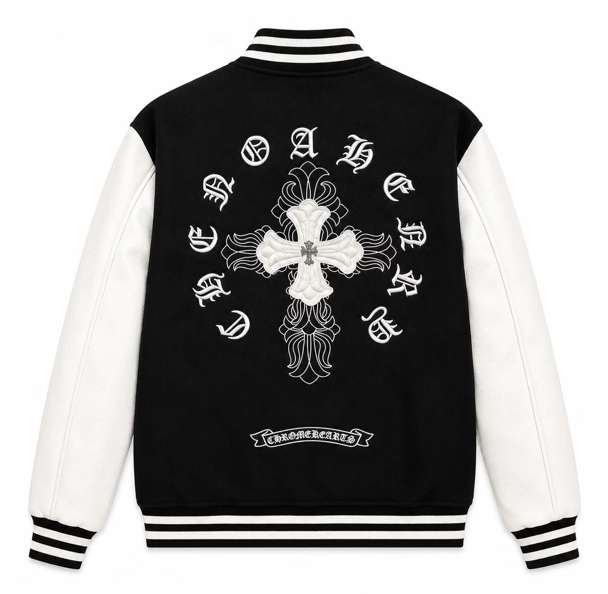 Chrome Hearts Cross Patch Varsity Jacket – Black/White