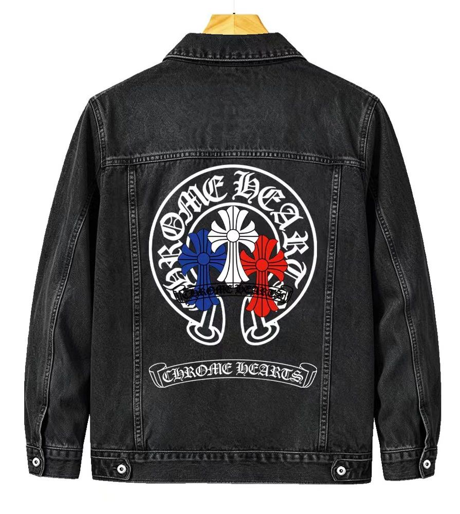 Chrome Hearts Black Cross Logo Denim Jacket