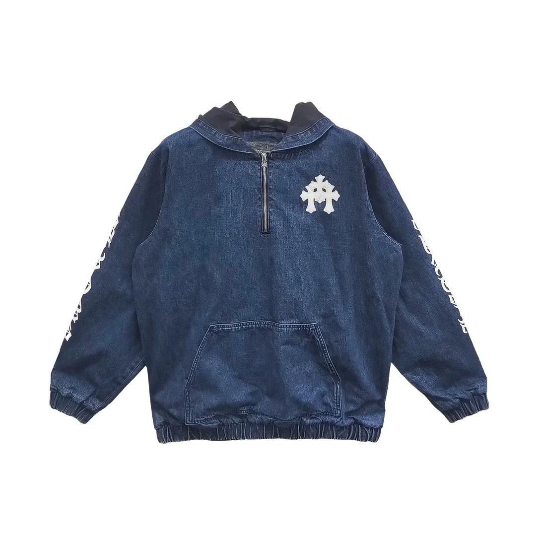 Ruckus Hooded Denim Cross Patch Jacket