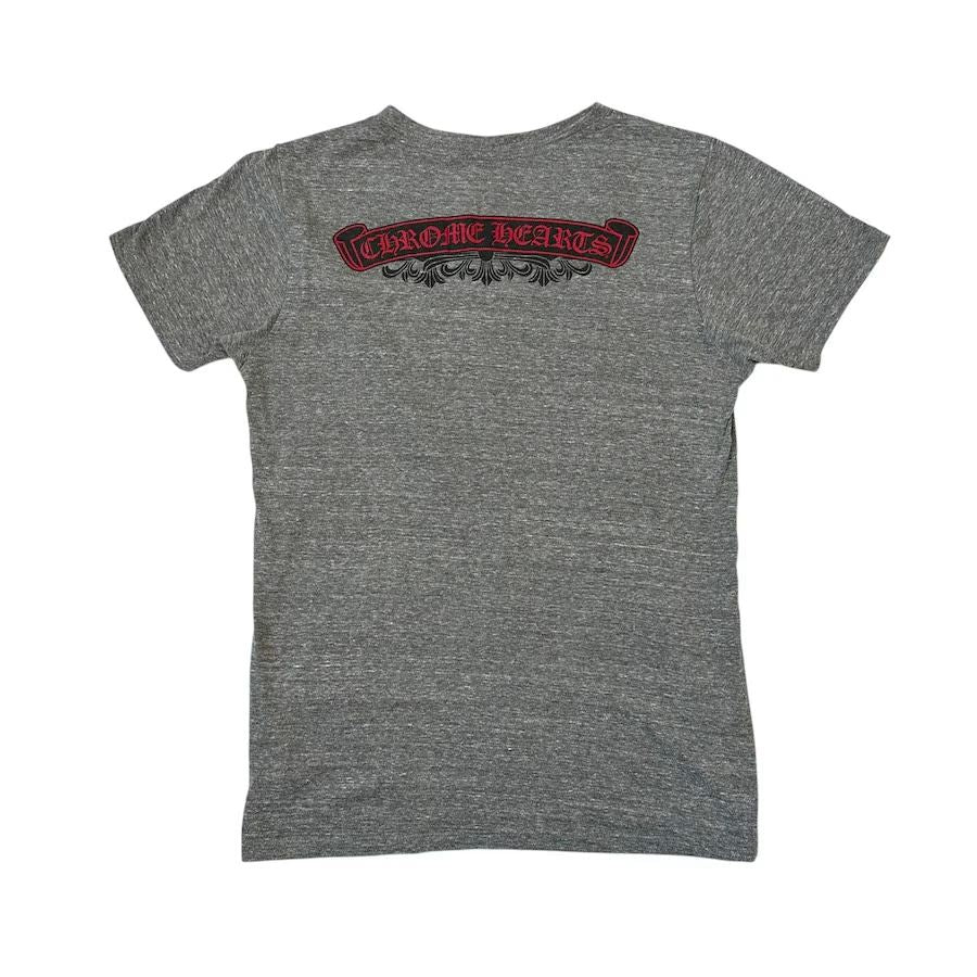 Chrome Hearts V-Neck Back Print Grey/Red Shirt