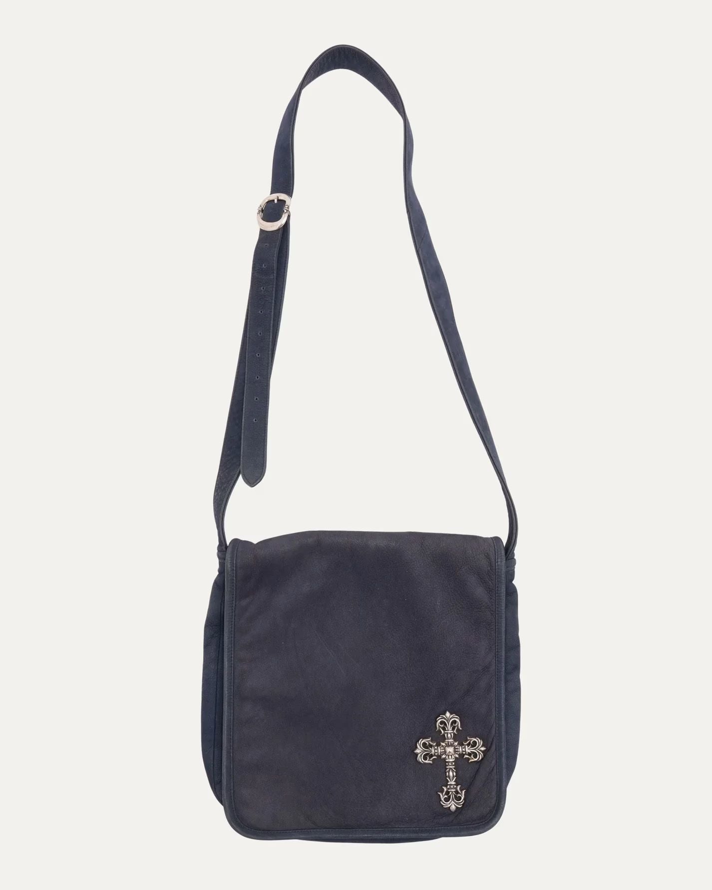 Chrome Hearts Filigree Cross Embellished Leather Messenger Bag