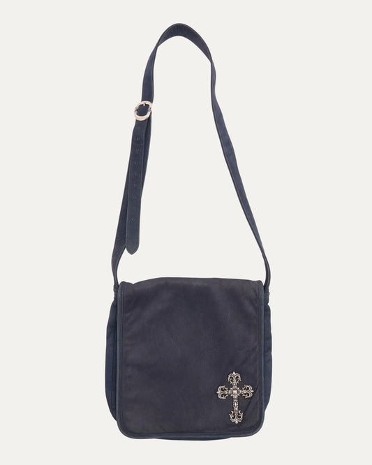 Chrome Hearts Filigree Cross Embellished Leather Messenger Bag