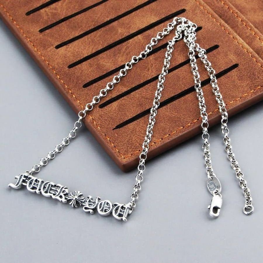 Chrome Hearts Gothic Logo Bar Necklace