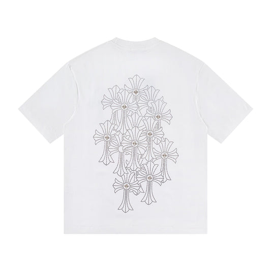 Chrome Hearts Crystal Multi Cross White T-Shirt