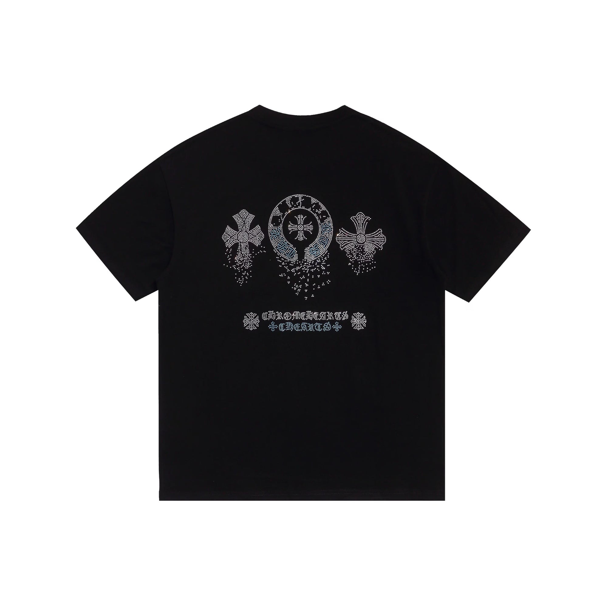 Chrome Hearts Black Blue Crystal Cross Logo Tee