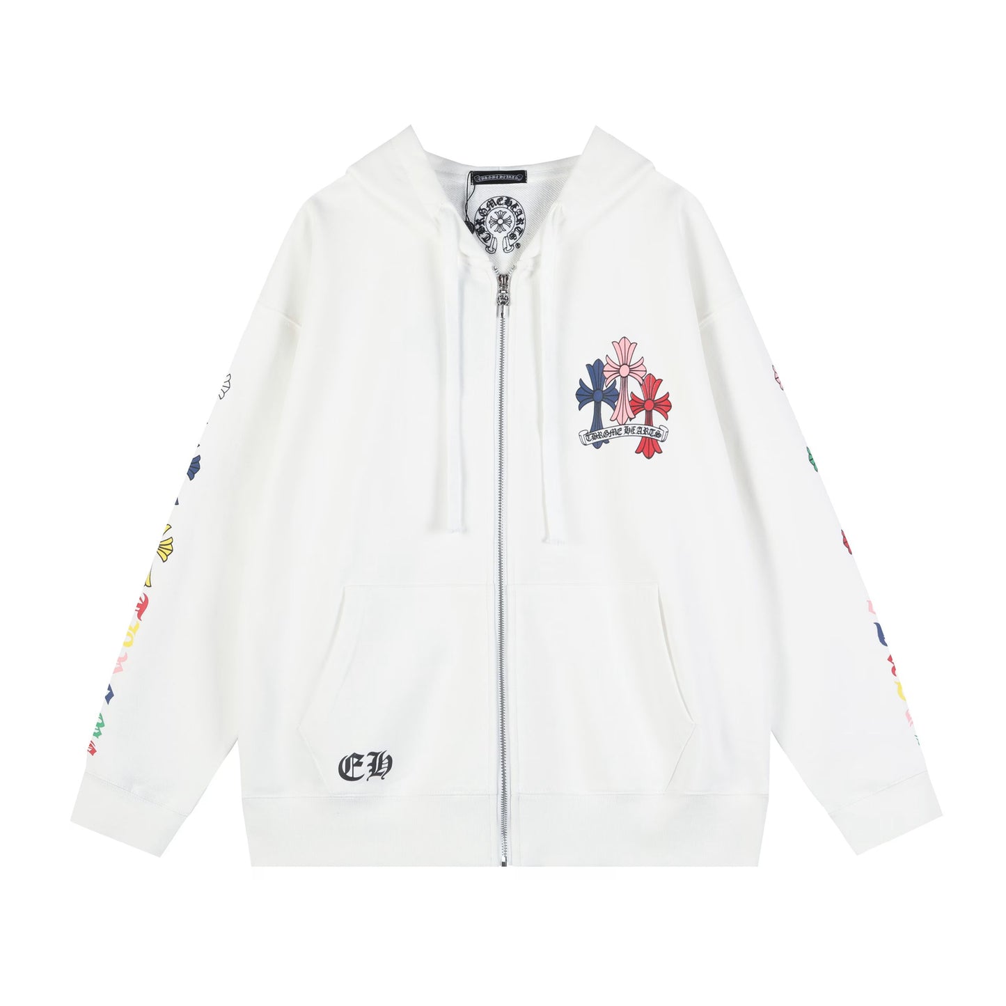 Chrome Hearts Multi Color Cross Cemetery Hoodie White