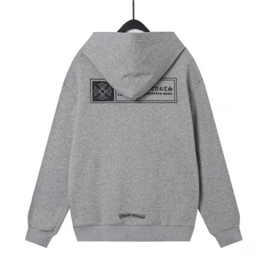 Chrome Hearts Grey Cross Floral Zip-up Hoodie