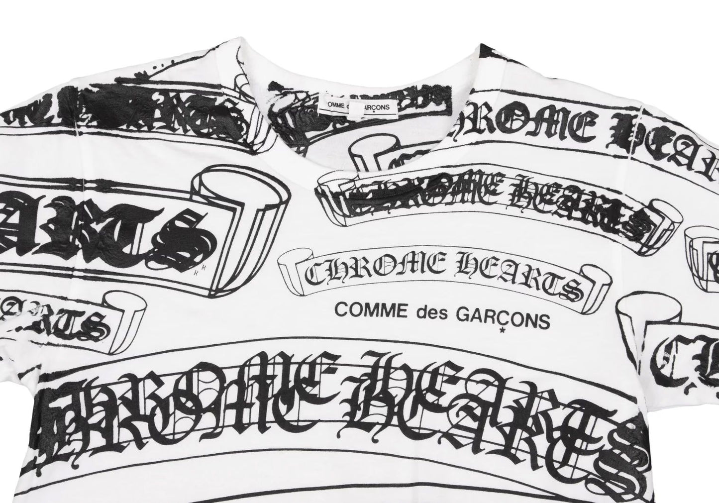 Chrome Hearts Comme des Garcons Printed T-Shirt White, Black