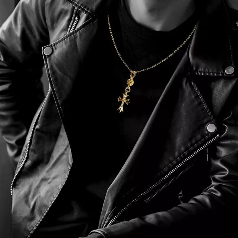 22K Gold Cross With One Gold Ball Charm