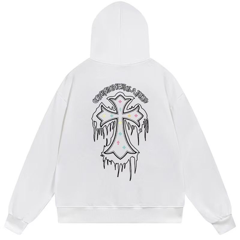 Chrome Hearts Dripping Cross White Hoodie