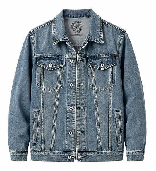 Chrome Hearts Blue Cross Graphic Denim Jacket