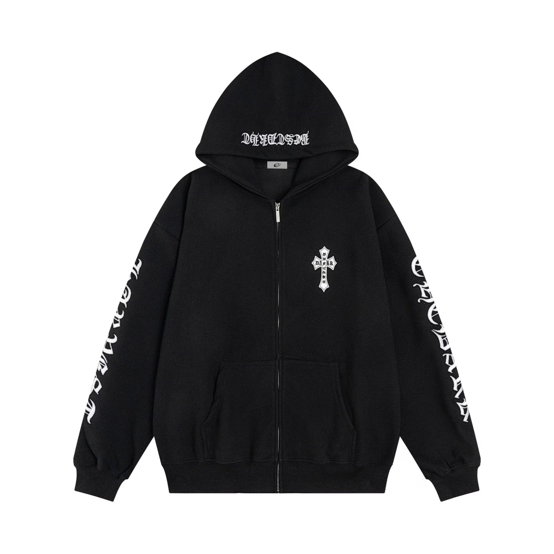 Chrome Hearts Black Seakoff Gothic Script Zip-Up Hoodie