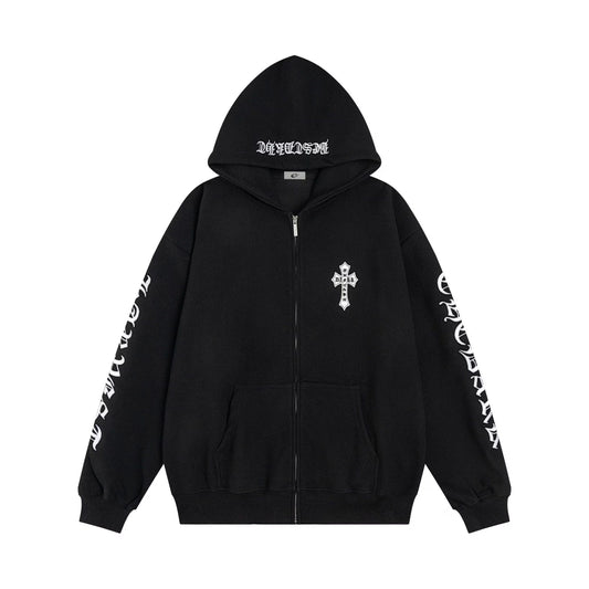 Chrome Hearts Black Seakoff Gothic Script Zip-Up Hoodie