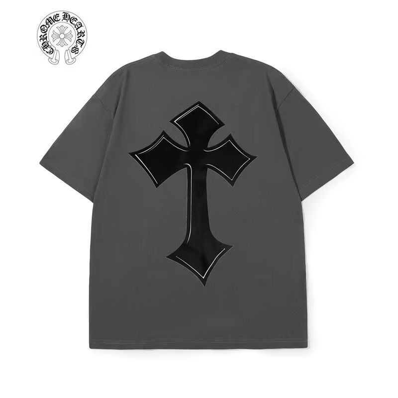 Chrome Hearts Grey Black Cross Back Graphic Tee