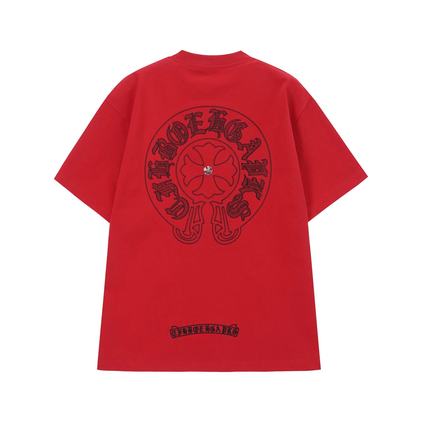 Chrome Hearts Red Black Gothic Circle T-Shirt