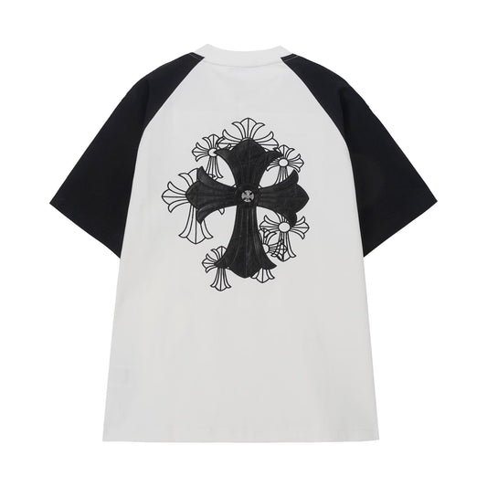 Chrome Hearts White Black Cross Raglan T-Shirt
