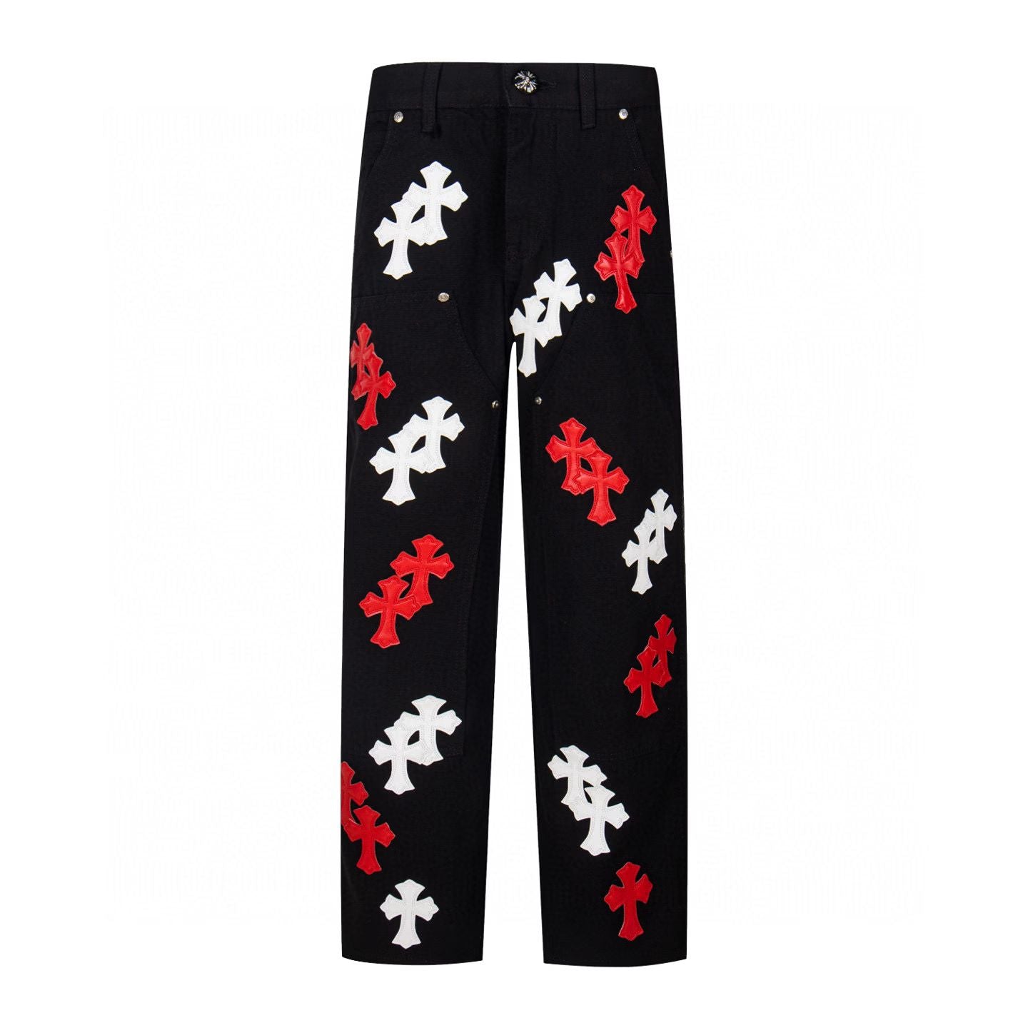 Chrome Hearts Red White Cross Patch Carpenter Jeans