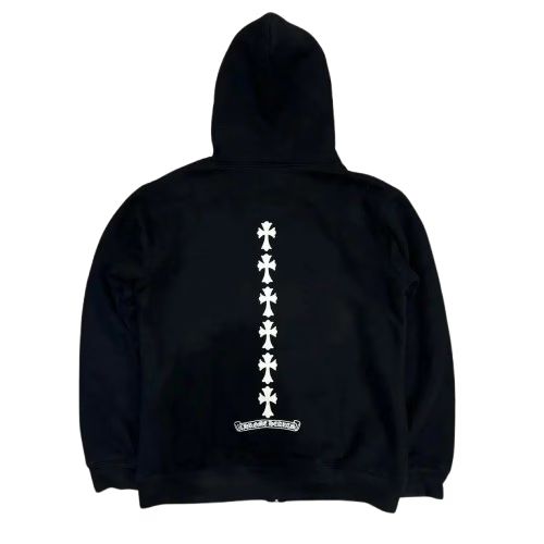 Chrome Hearts Triple Cross Logo Zip Up Hoodie