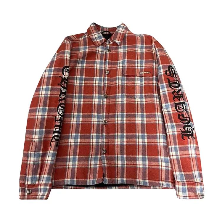 Chrome Hearts Red Lined plaid checkered flannel shirt