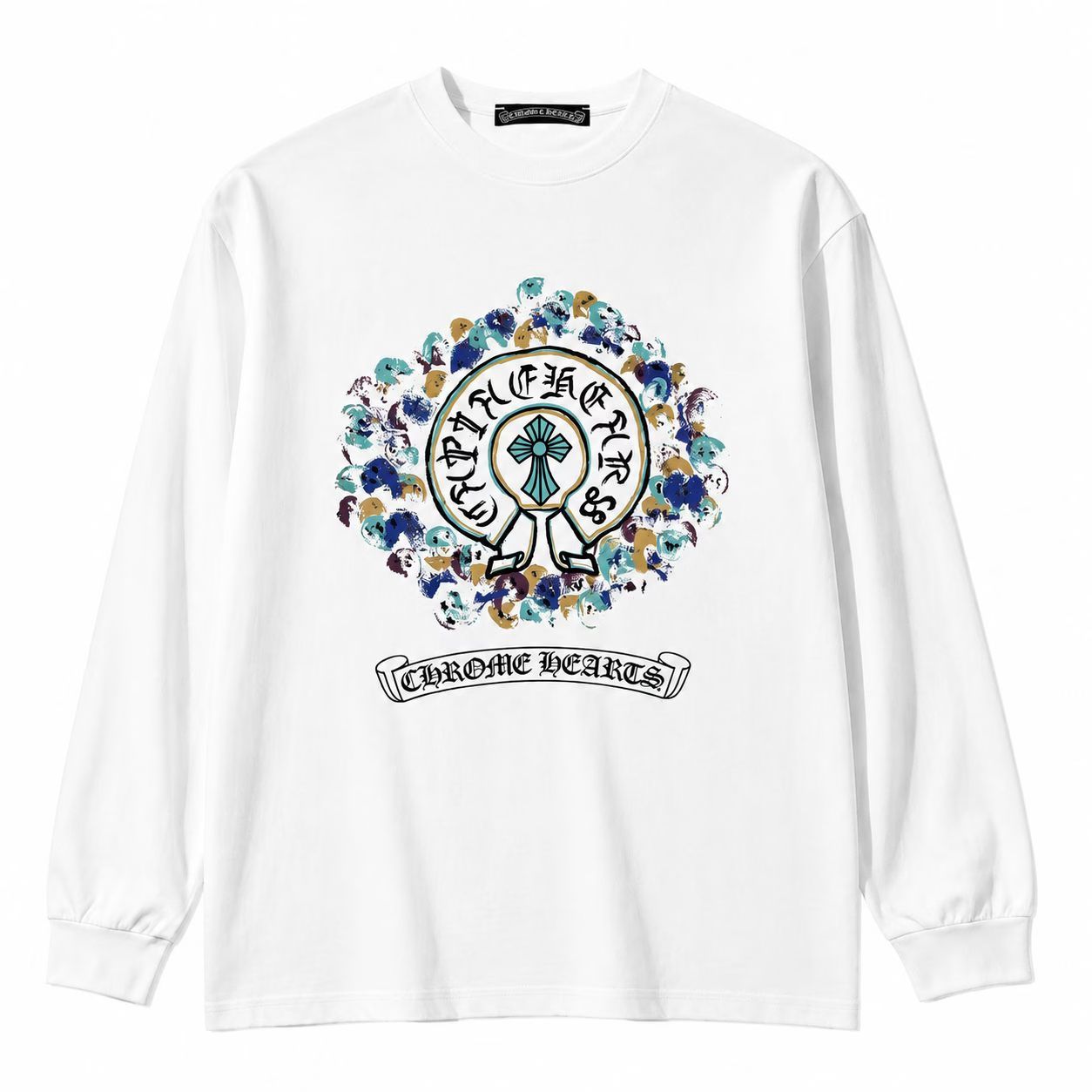 CH Multicolor Horseshoe Cross White Long Sleeve