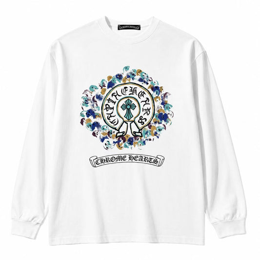CH Multicolor Horseshoe Cross White Long Sleeve