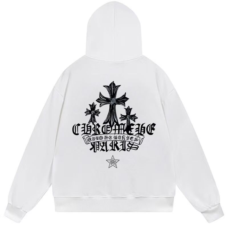 Chrome Hearts Triple Cross Graphic White Hoodie