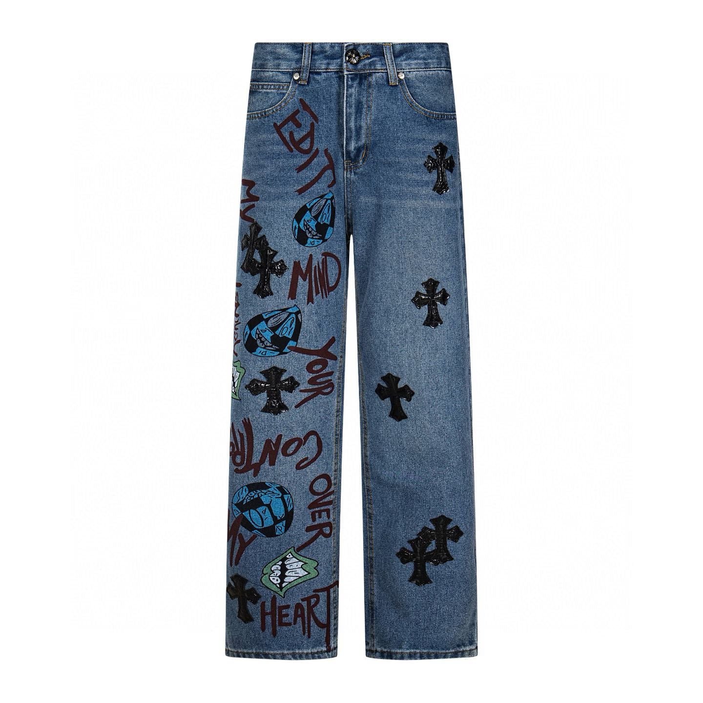 Chrome Hearts Cross Cemetery Graffiti Jeans