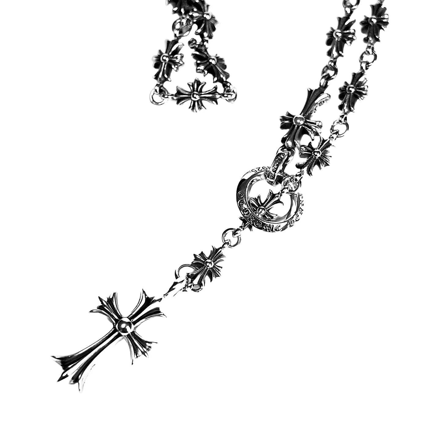 CH Cross and Babyfat Charm With Tiny E CH Plus Chalk Chain