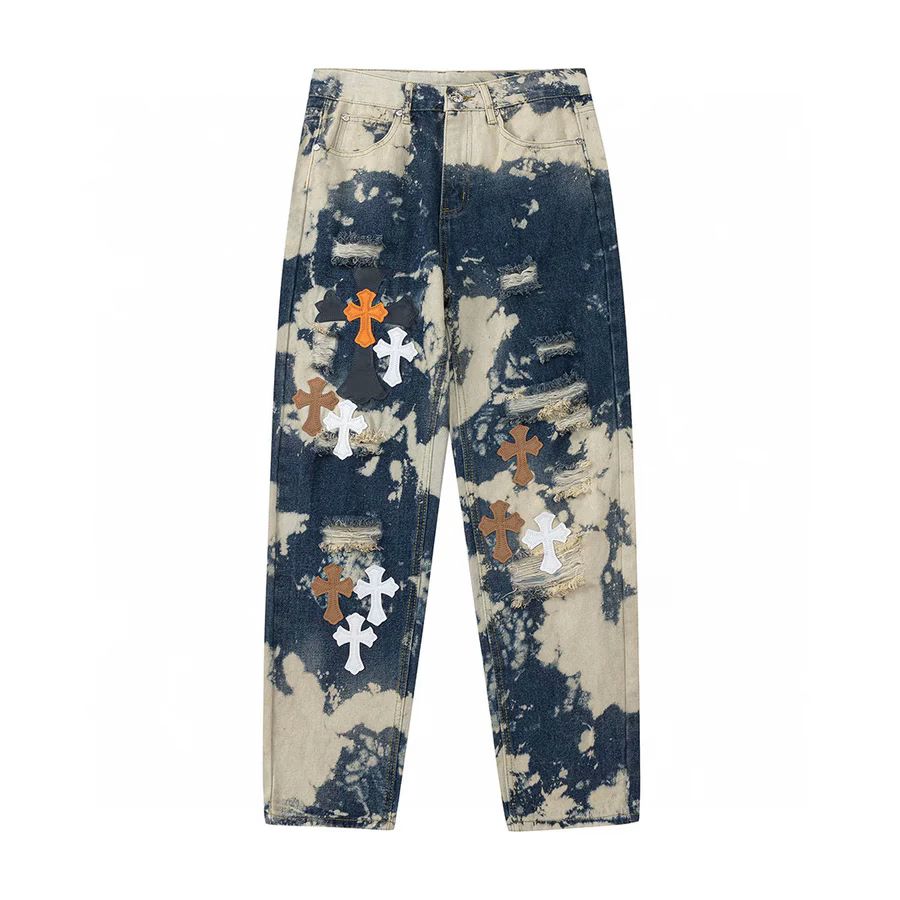 Chrome Hearts Tie Dye Multicolor Cross Jeans