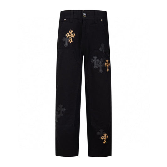 Chrome Hearts Leopard Cross Patch Jeans