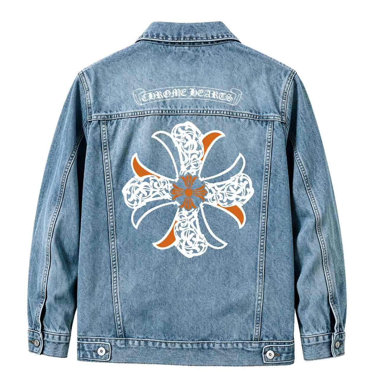 Chrome Hearts Blue Orange Cross Denim Jacket