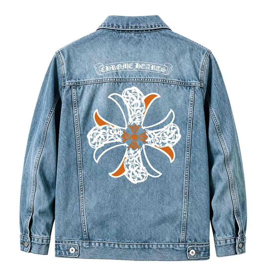 Chrome Hearts Blue Orange Cross Denim Jacket