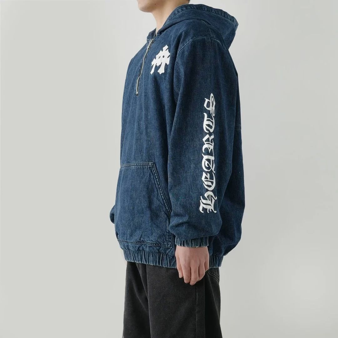 Ruckus Hooded Denim Cross Patch Jacket