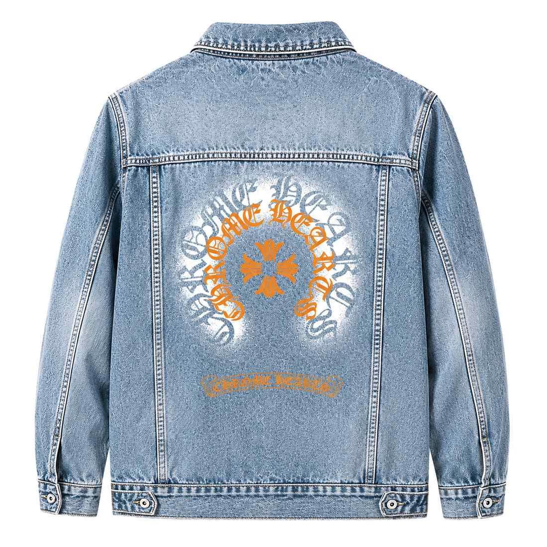 Chrome Hearts Blue Orange Logo Denim Jacket
