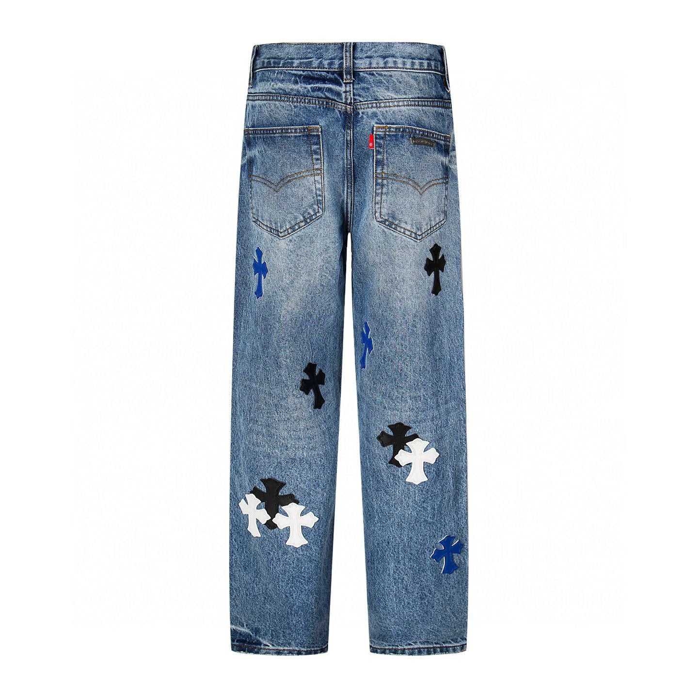 Chrome Hearts Cross Patch Blue Denim Jeans