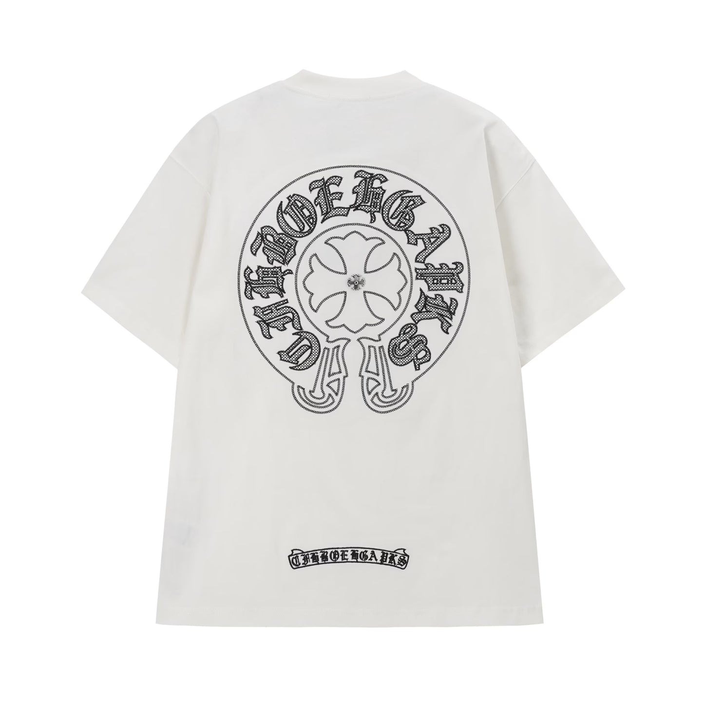 Chrome Hearts White Gothic Circle Cross T-Shirt