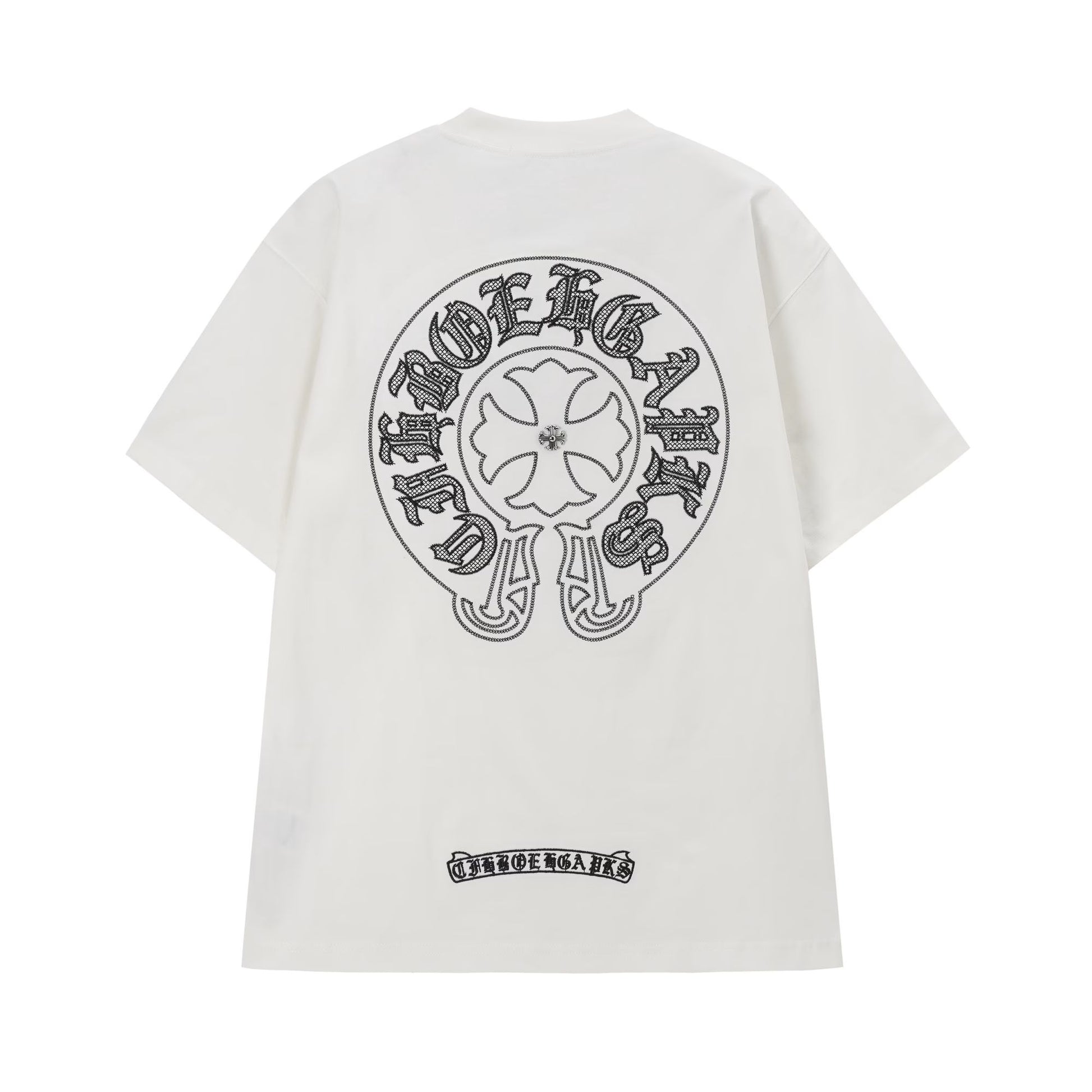 Chrome Hearts White Gothic Circle Cross T-Shirt