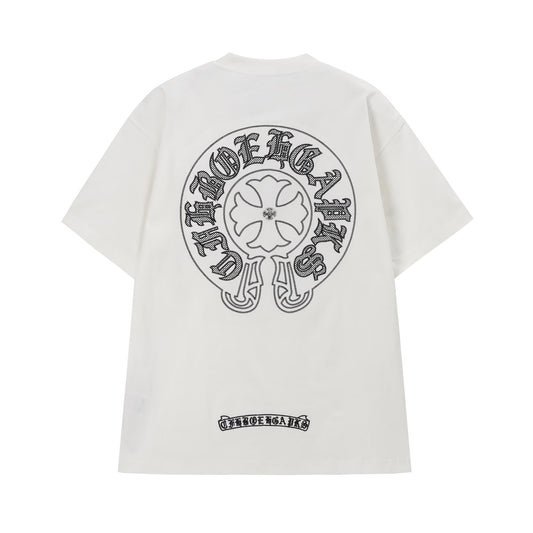 Chrome Hearts White Gothic Circle Cross T-Shirt