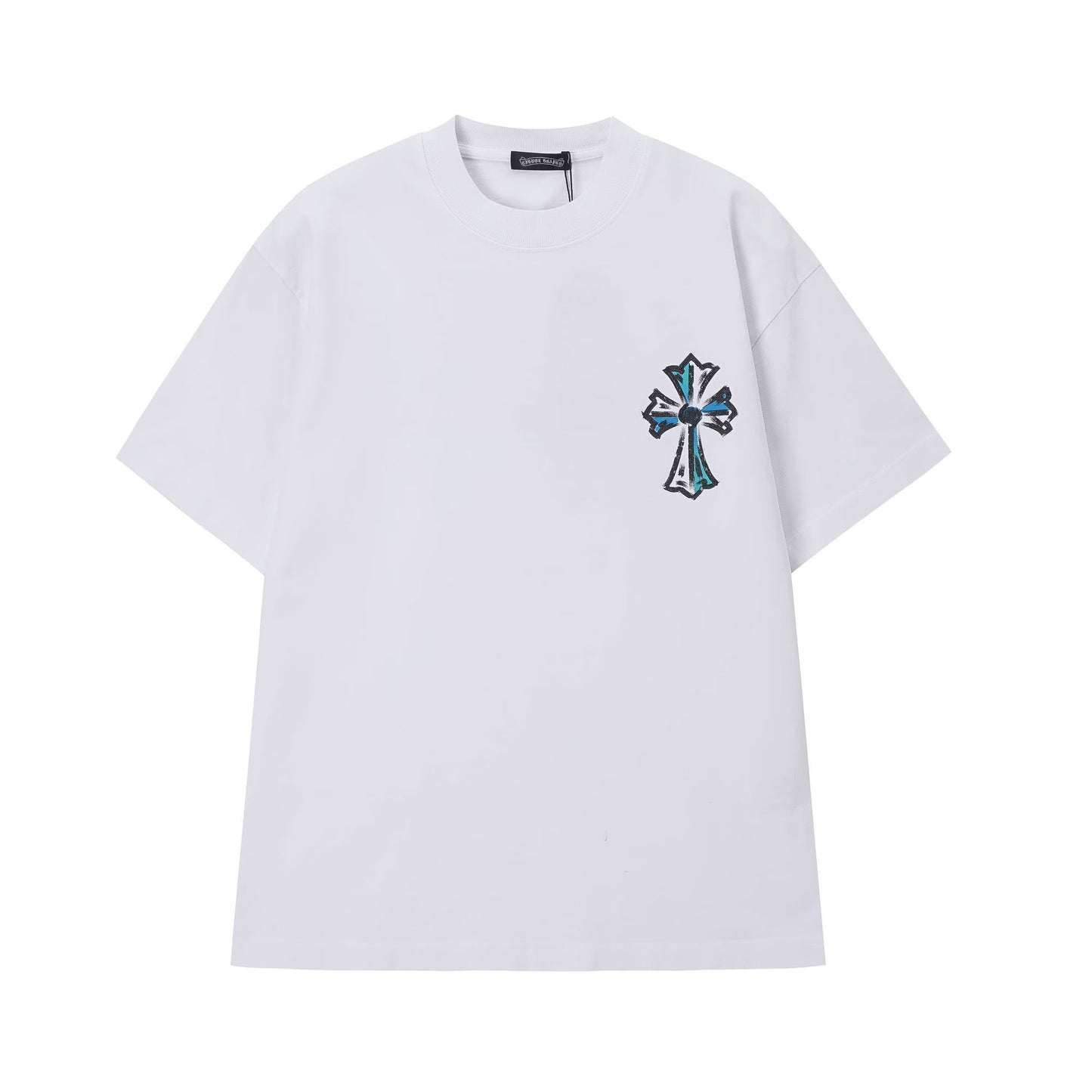 Chrome Hearts Blue Triple Cross Graffiti T-Shirt White