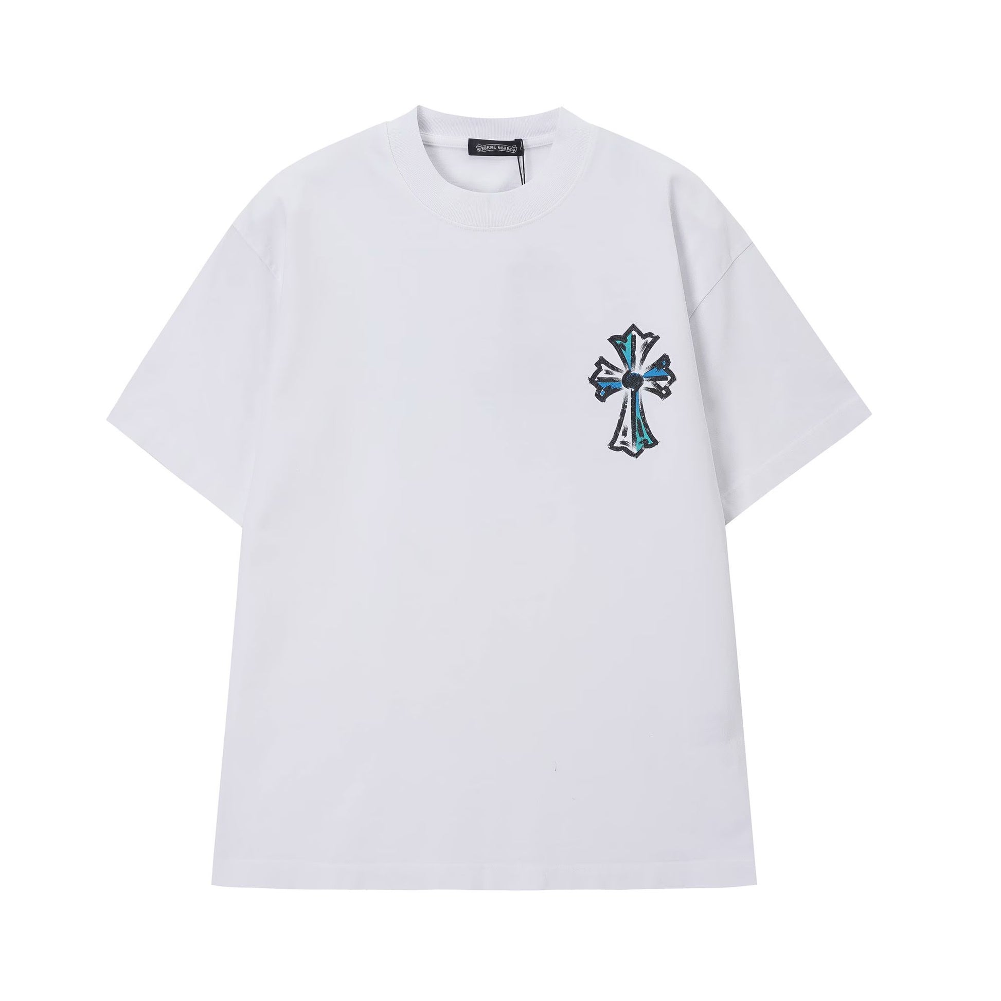Chrome Hearts Blue Triple Cross Graffiti T-Shirt White