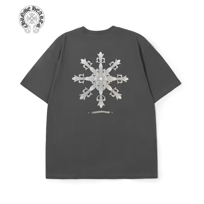 Chrome Hearts Grey Floral Cross Back Graphic Tee