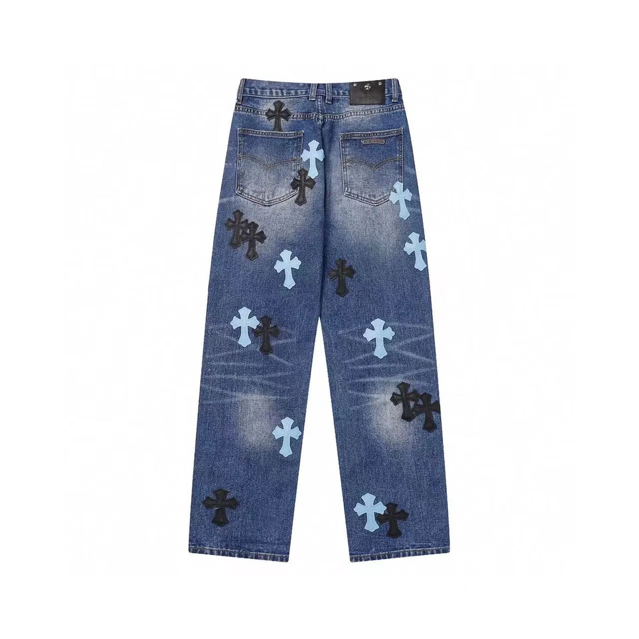 Chrome Hearts Black & Cyan Cross Patch Denim