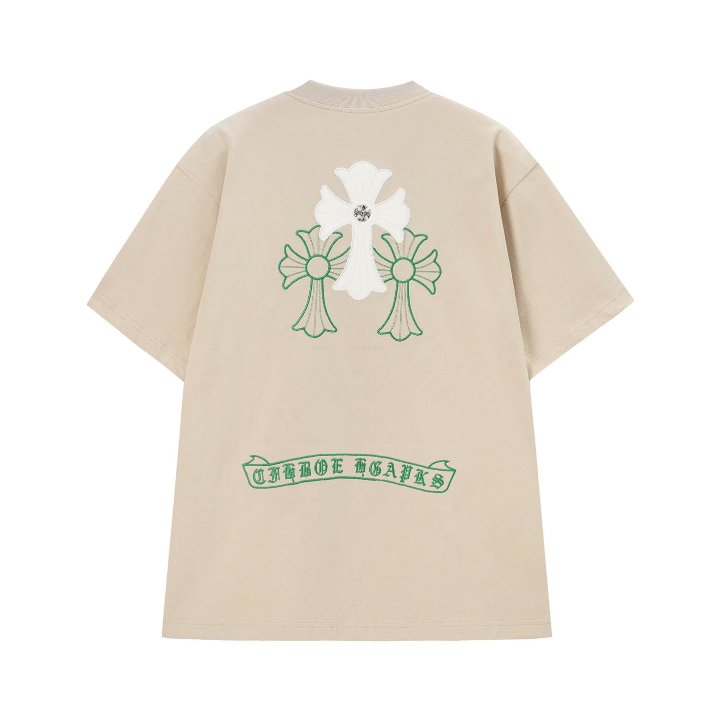 Chrome Hearts White & Green Triple Cross T-Shirt